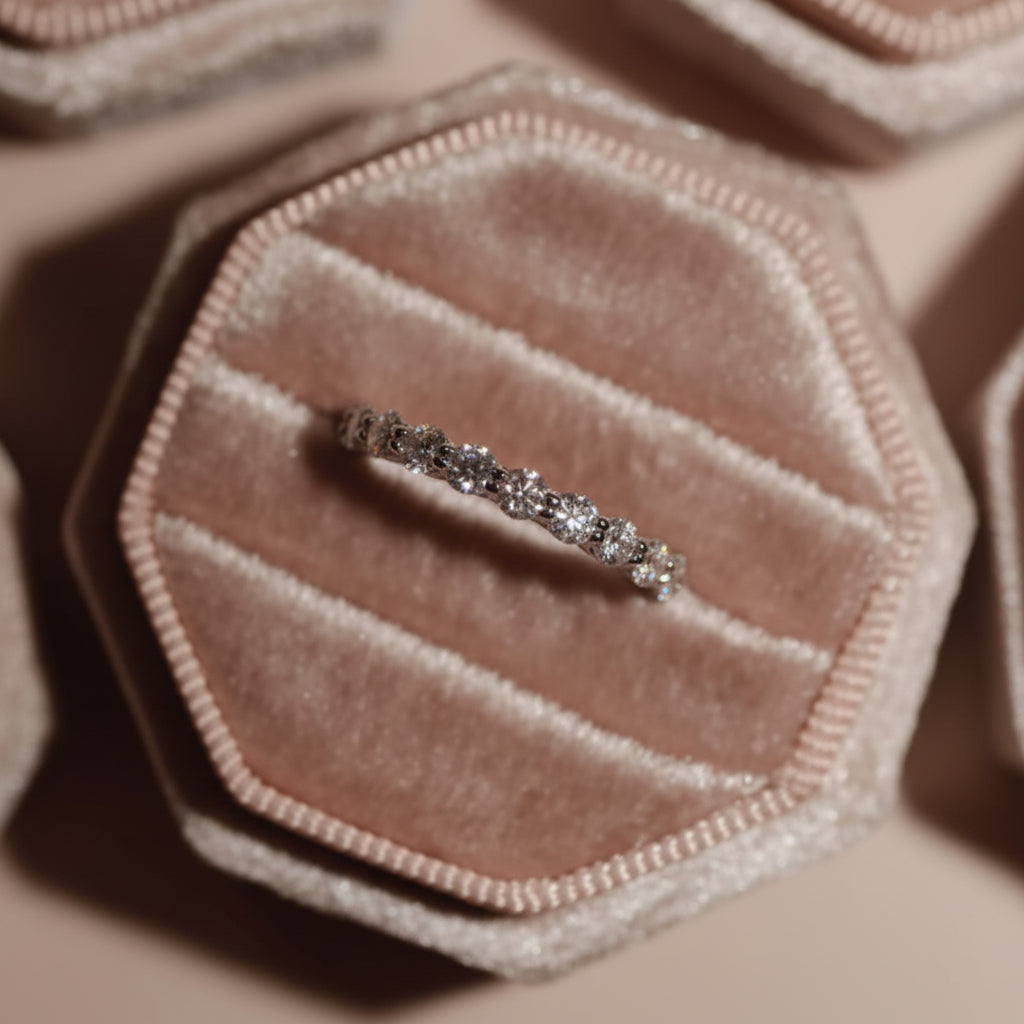 Meia Aliança Moissanite Prata 925