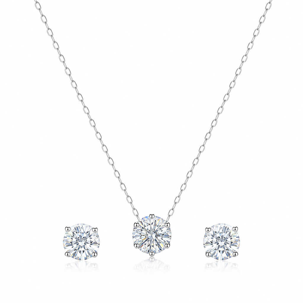 Conjunto Moissanite e Prata 925