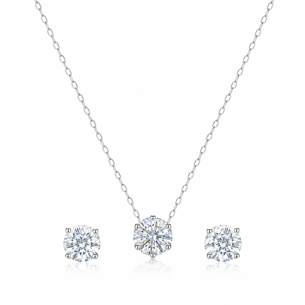 Conjunto Moissanite e Prata 925