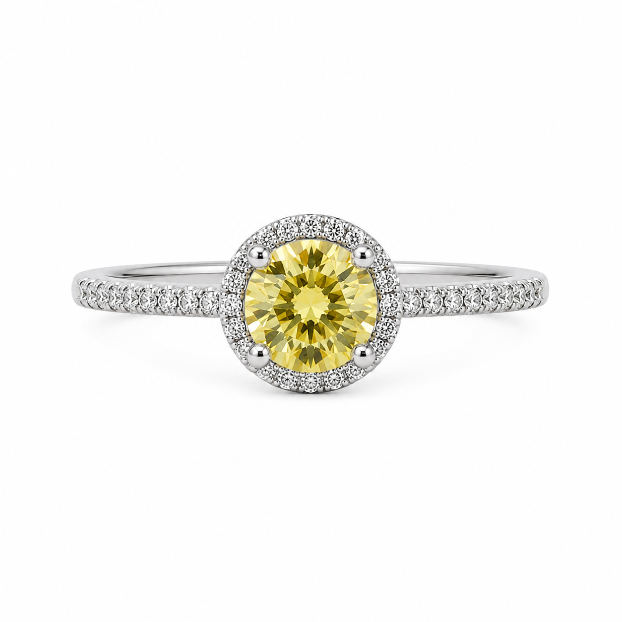 Anel Moisanite Yellow Fancy Prata 925