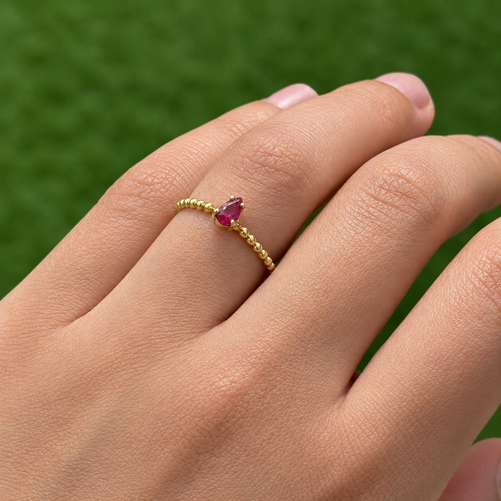 Anel Rubi Ouro 18k