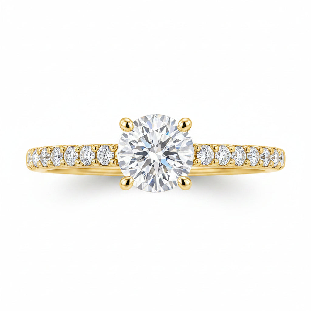Anel Noivado Moissanite Ouro