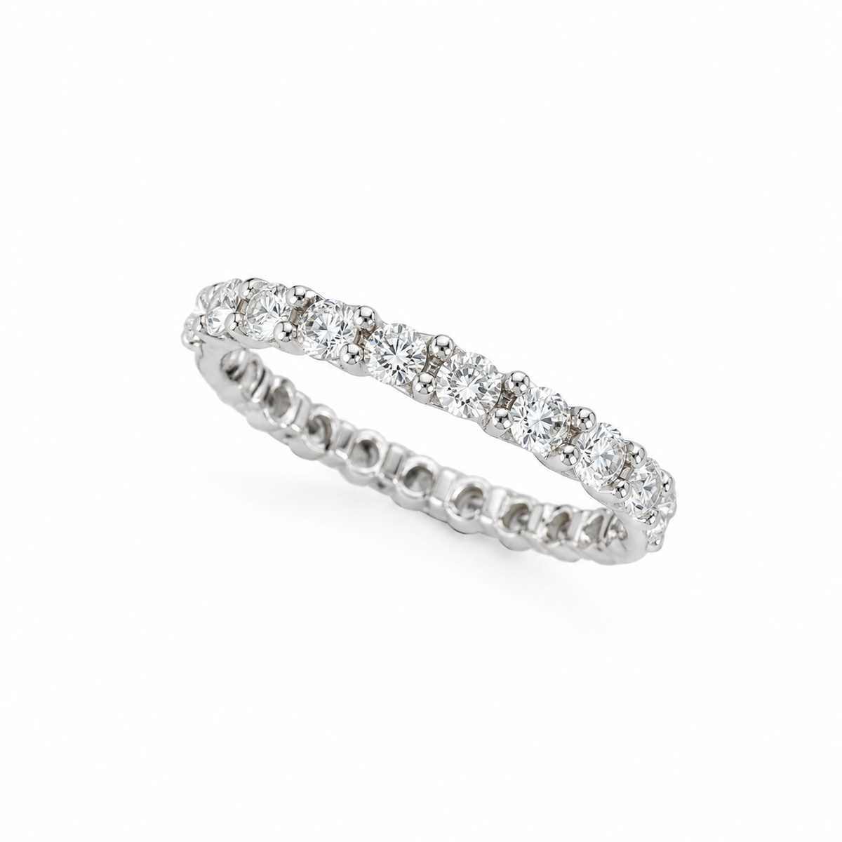 Meia Aliança Moissanite Prata 925