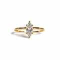 Anel Noivado Navete Moissanite Ouro