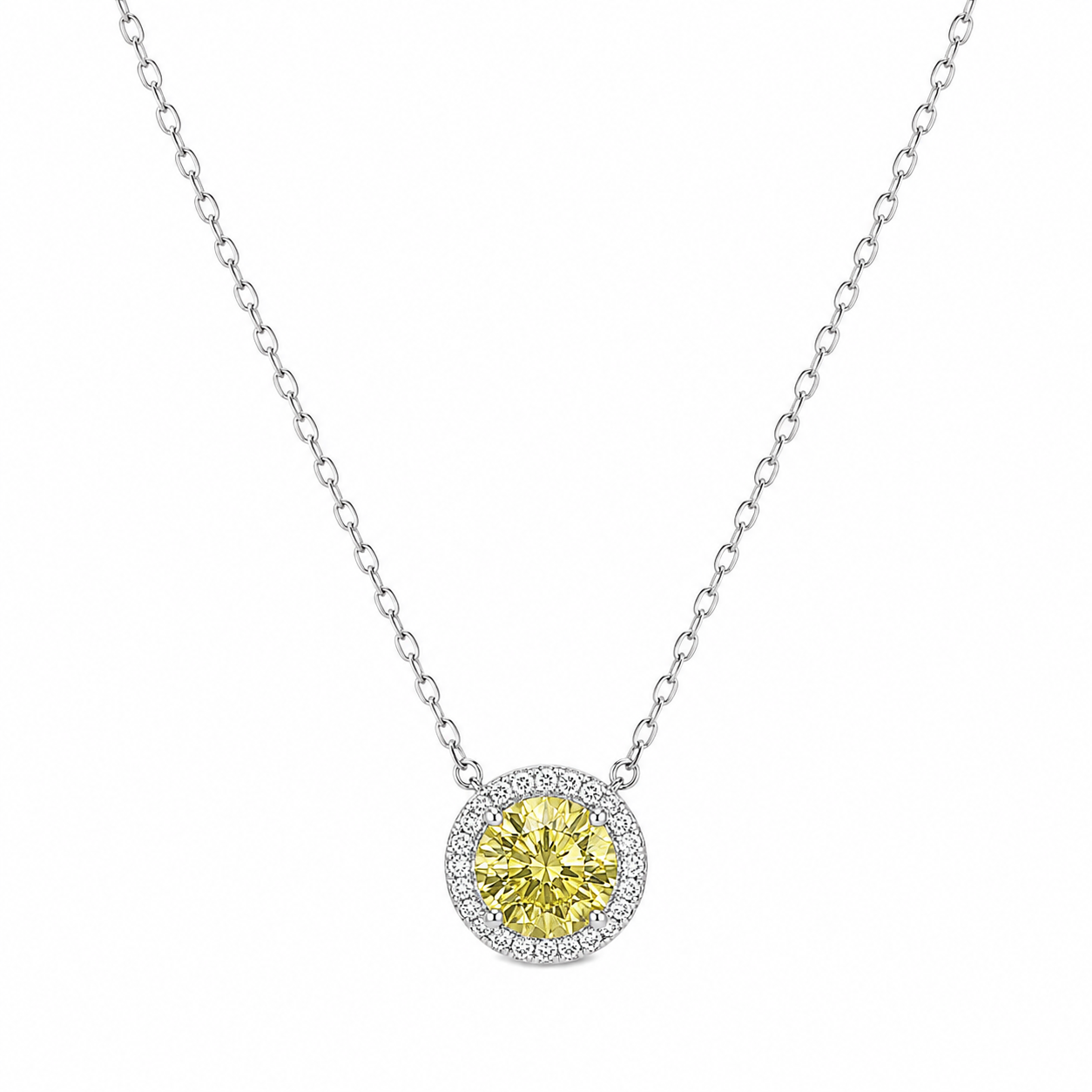 Colar Moissanite Yellow Fancy Prata